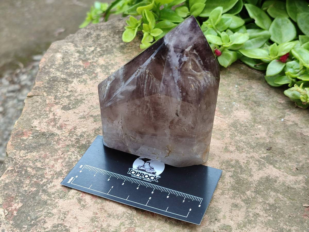 Polished Smokey Window Quartz Crystals x 2 From Madagascar - Toprock Gemstones and Minerals 