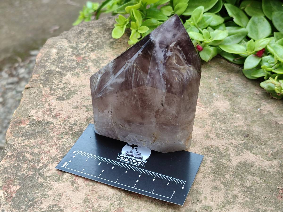 Polished Smokey Window Quartz Crystals x 2 From Madagascar - Toprock Gemstones and Minerals 