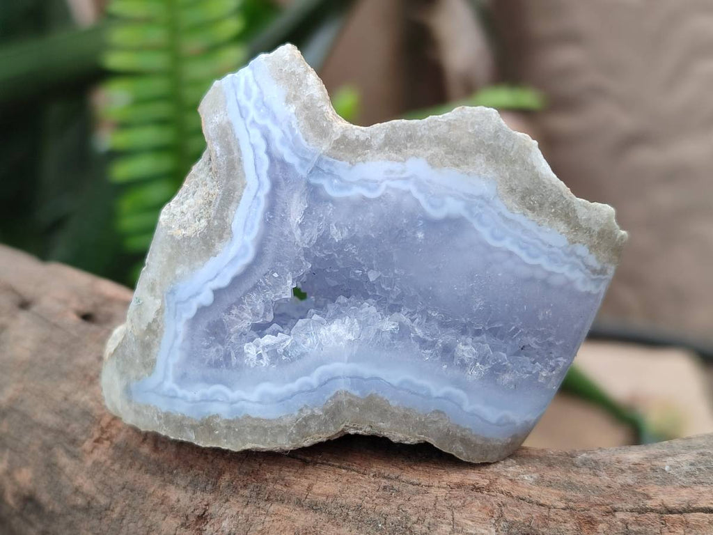 Polished On One Side Blue Lace Agate Geode Specimens x 6 From Nsanje, Malawi - Toprock Gemstones and Minerals 