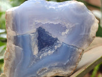 Polished On One Side Blue Lace Agate Geode Specimens x 6 From Nsanje, Malawi