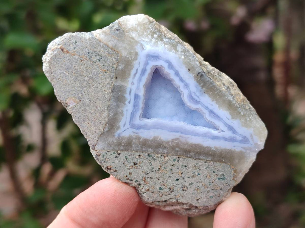 Polished On One Side Blue Lace Agate Geode Specimens x 6 From Nsanje, Malawi - Toprock Gemstones and Minerals 