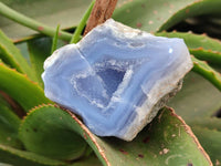 Polished On One Side Blue Lace Agate Geode Specimens x 6 From Nsanje, Malawi