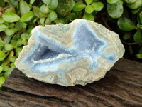 Polished On One Side Blue Lace Agate Geode Specimens x 6 From Nsanje, Malawi