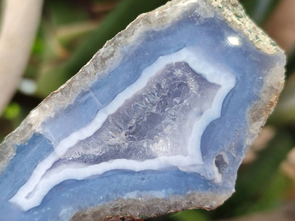 Polished On One Side Blue Lace Agate Geode Specimens x 6 From Nsanje, Malawi - Toprock Gemstones and Minerals 