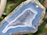 Polished On One Side Blue Lace Agate Geode Specimens x 6 From Nsanje, Malawi