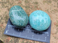 Polished Amazonite Palm Stones x 35 From Madagascar