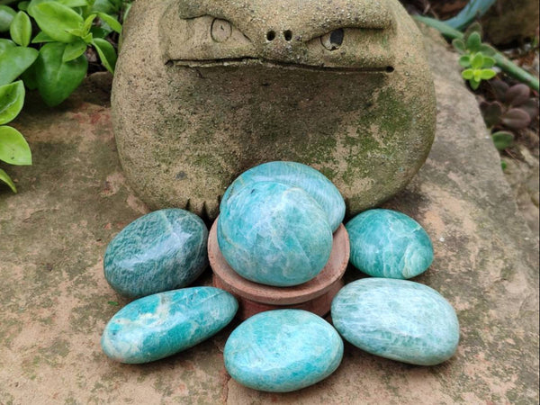 Polished Amazonite Palm Stones x 35 From Madagascar