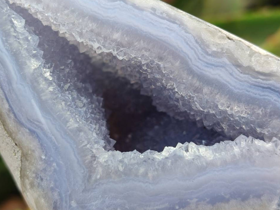 Polished Blue Lace Agate Standing Free Forms x 2 From Nsanje, Malawi - Toprock Gemstones and Minerals 