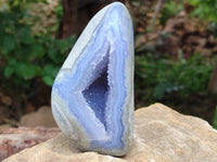 Polished Blue Lace Agate Standing Free Forms x 2 From Nsanje, Malawi