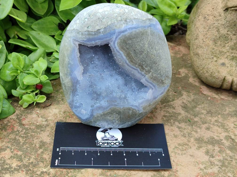 Polished Blue Lace Agate Standing Free Forms x 2 From Nsanje, Malawi - Toprock Gemstones and Minerals 