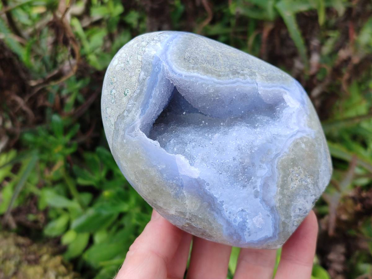 Polished Blue Lace Agate Standing Free Forms x 2 From Nsanje, Malawi - Toprock Gemstones and Minerals 