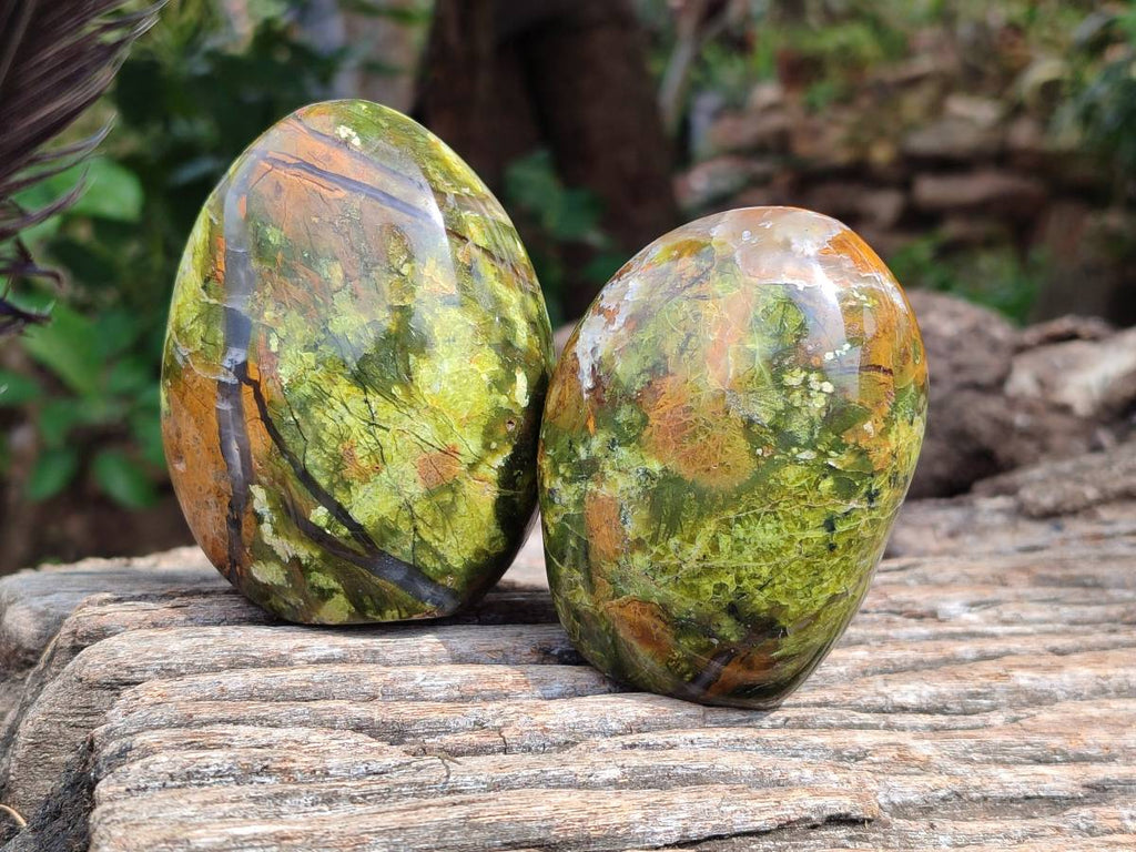 Polished Green Opal Standing Free Forms x 6 From Betroka, Madagascar - Toprock Gemstones and Minerals 