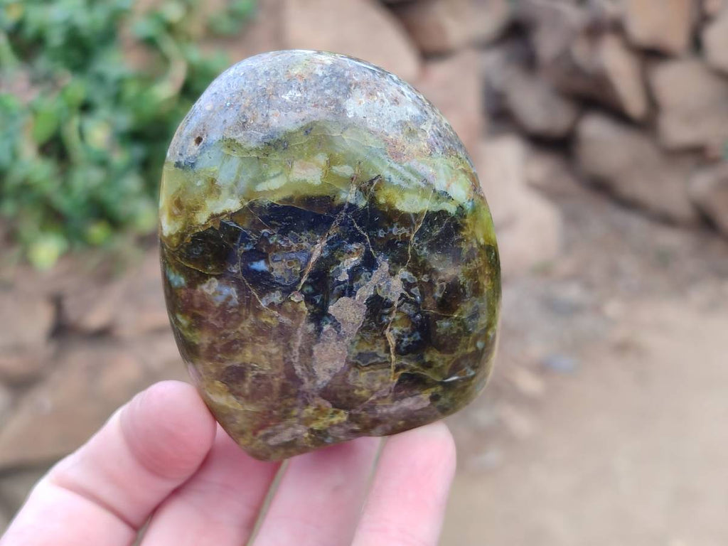 Polished Green Opal Standing Free Forms x 6 From Betroka, Madagascar - Toprock Gemstones and Minerals 