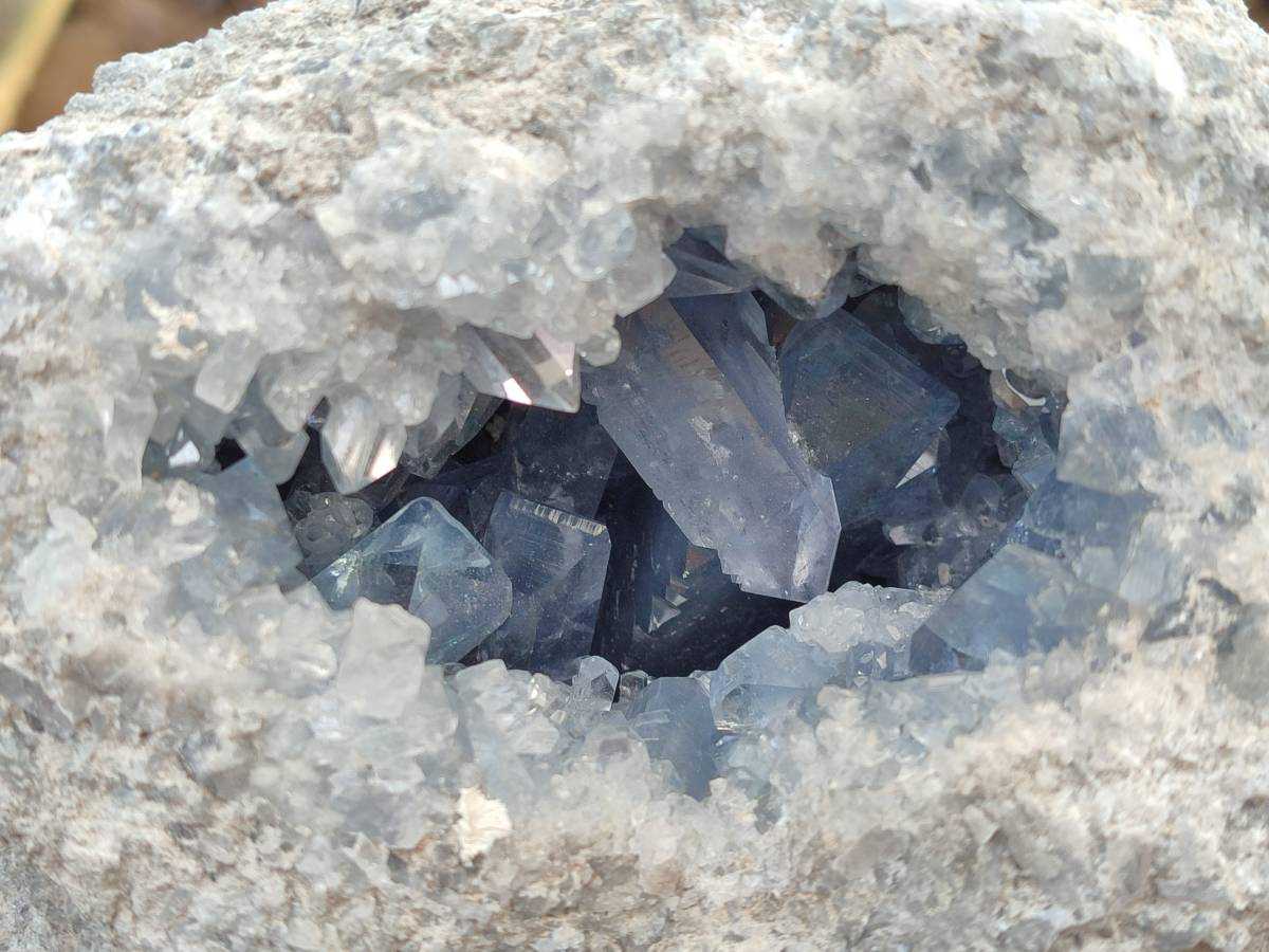 Natural Blue Celestite Geode Specimen x 1 From Sakoany, Madagascar - Toprock Gemstones and Minerals 