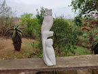 Hand Made White Marble Twin Owls On A Branch Carving x 1 From Zimbabwe - Toprock Gemstones and Minerals 