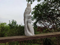 Hand Made White Marble Twin Owls On A Branch Carving x 1 From Zimbabwe