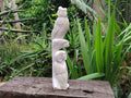 Hand Made White Marble Twin Owls On A Branch Carving x 1 From Zimbabwe - Toprock Gemstones and Minerals 