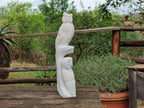 Hand Made White Marble Twin Owls On A Branch Carving x 1 From Zimbabwe - Toprock Gemstones and Minerals 