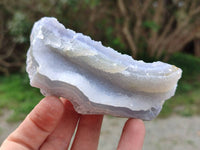 Natural Etched Blue Chalcedony Geodes x 6 From Nsanje, Malawi