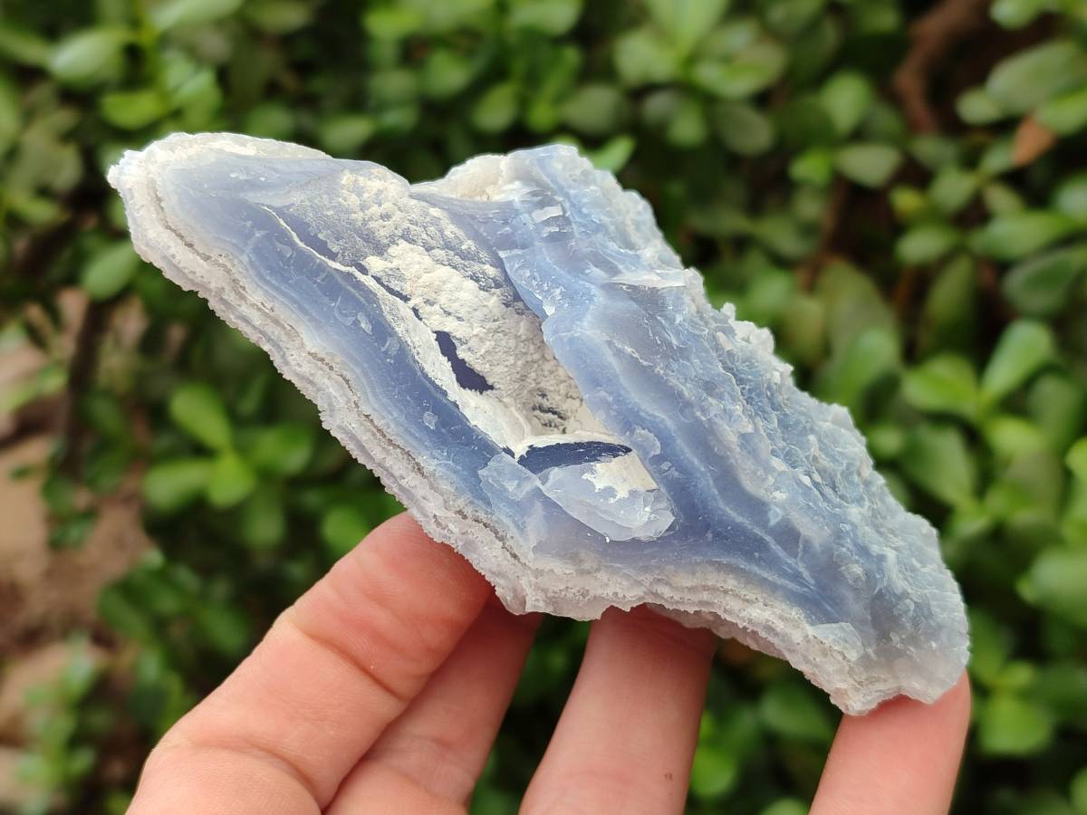 Natural Etched Blue Chalcedony Geodes x 6 From Nsanje, Malawi - Toprock Gemstones and Minerals 