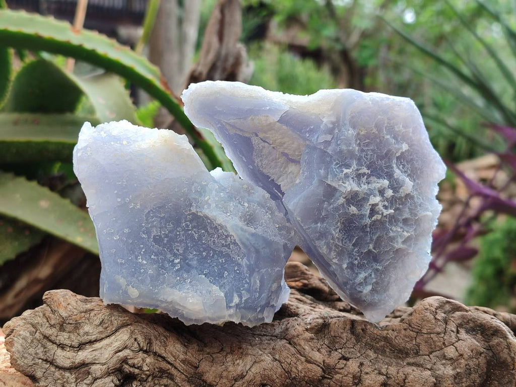 Natural Etched Blue Chalcedony Geodes x 6 From Nsanje, Malawi - Toprock Gemstones and Minerals 