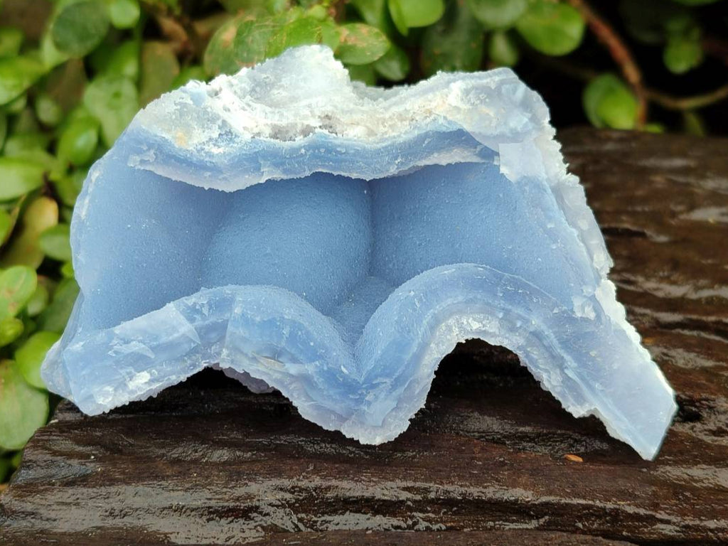 Natural Etched Blue Chalcedony Geodes x 6 From Nsanje, Malawi - Toprock Gemstones and Minerals 