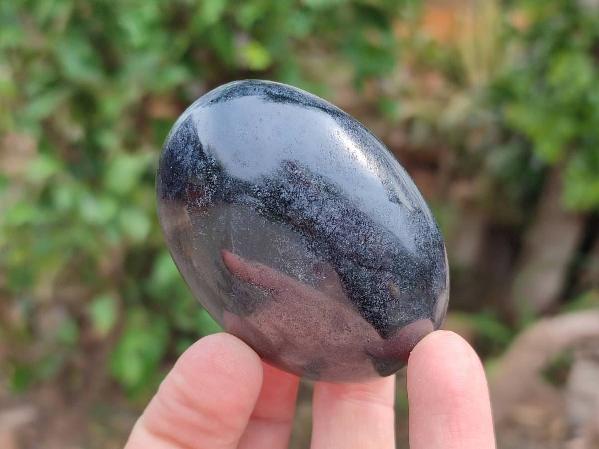 Polished Black Tourmaline Galets x 12 From Madagascar - Toprock Gemstones and Minerals 