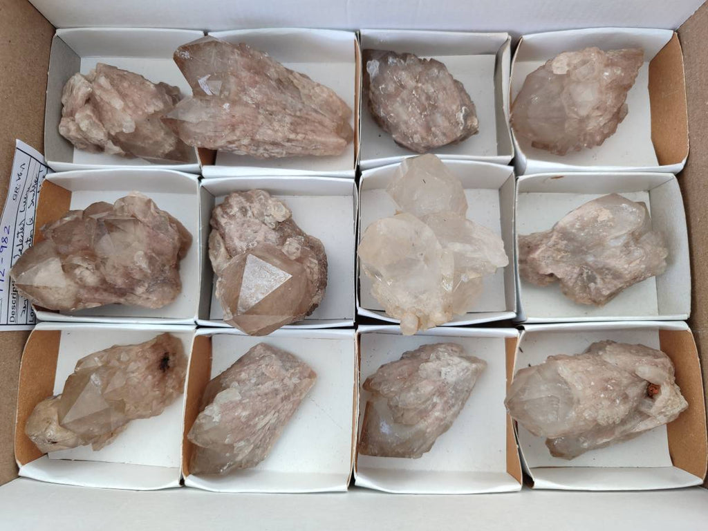 Natural Selected Luena Smokey Phantom Quartz Clusters and Crystals x 12 From Congo - Toprock Gemstones and Minerals 