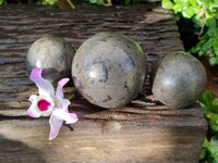 Polished Basalt Pharaoh Stone Spheres x 3 From Iron Duke Mine, Zimbabwe