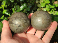 Polished Basalt Pharaoh Stone Spheres x 3 From Iron Duke Mine, Zimbabwe