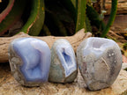 Polished Blue Lace Agate Standing Free Forms x 3 From Nsanje, Malawi - Toprock Gemstones and Minerals 