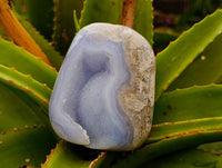 Polished Blue Lace Agate Standing Free Forms x 3 From Nsanje, Malawi