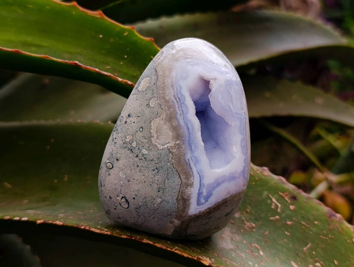 Polished Blue Lace Agate Standing Free Forms x 3 From Nsanje, Malawi - Toprock Gemstones and Minerals 
