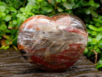 Polished Red Podocarpus Petrified Wood Hearts x 2 From Mahajanga, Madagascar