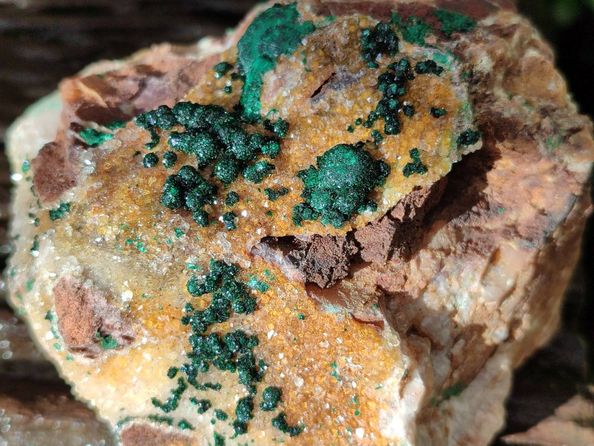 Natural Ball Malachite and Drusy Quartz On Dolomite Matrix Specimens x 2 From Mindingi Mine, Kambove, Congo - Toprock Gemstones and Minerals 