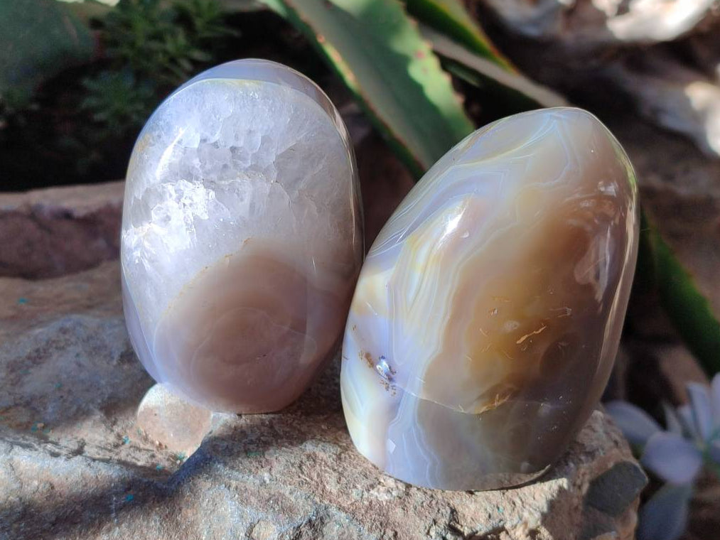Polished Banded Agate Standing Free Forms x 6 From Madagascar - Toprock Gemstones and Minerals 