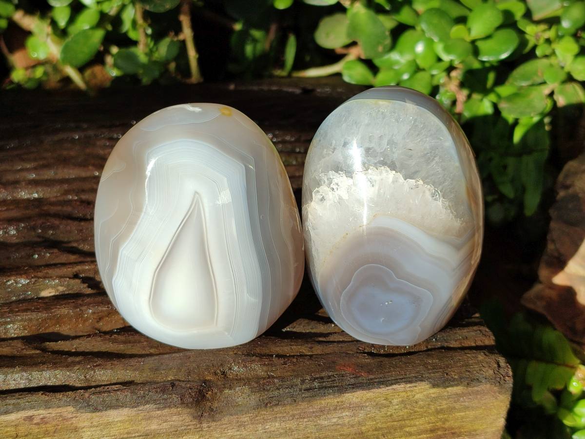 Polished Banded Agate Standing Free Forms x 6 From Madagascar - Toprock Gemstones and Minerals 