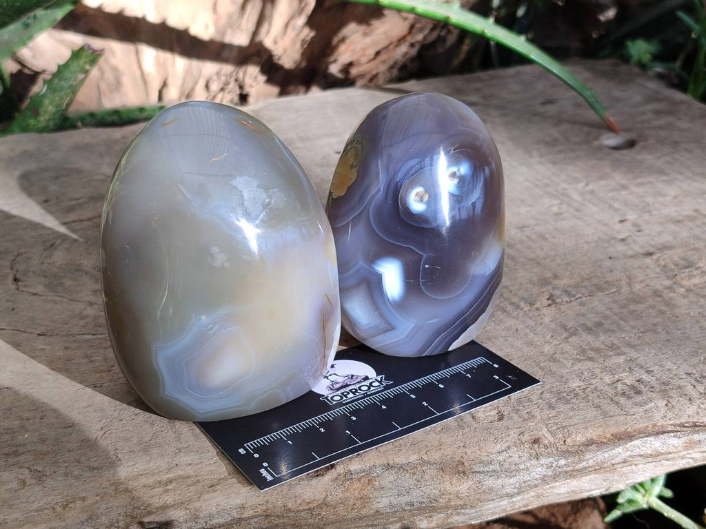 Polished Banded Agate Standing Free Forms x 6 From Madagascar - Toprock Gemstones and Minerals 