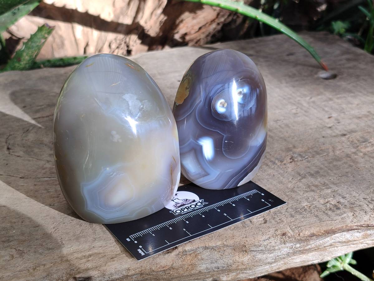 Polished Banded Agate Standing Free Forms x 6 From Madagascar - Toprock Gemstones and Minerals 