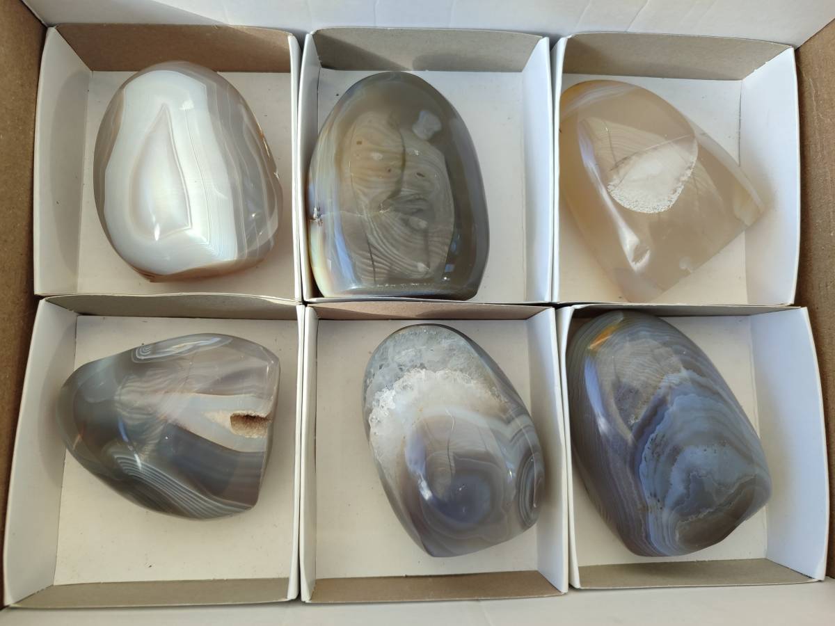 Polished Banded Agate Standing Free Forms x 6 From Madagascar - Toprock Gemstones and Minerals 