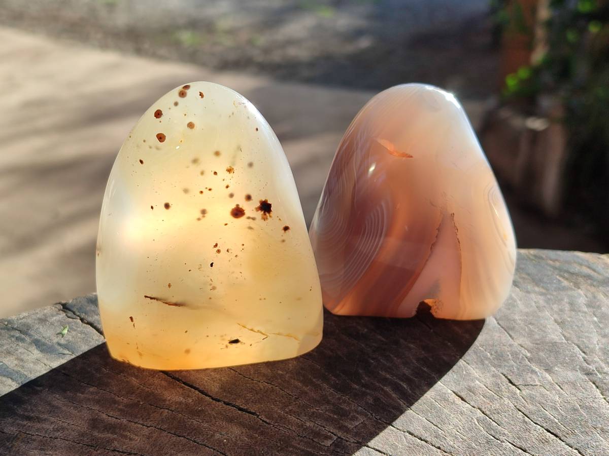 Polished Banded Agate Standing Free Forms x 6 From Madagascar - Toprock Gemstones and Minerals 