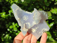 Natural Etched Blue Chalcedony Geodes x 6 From Nsanje, Malawi
