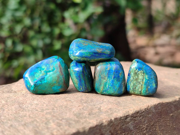 Polished Azurite And Flower Banded Malachite Free Forms x 70 From Congo