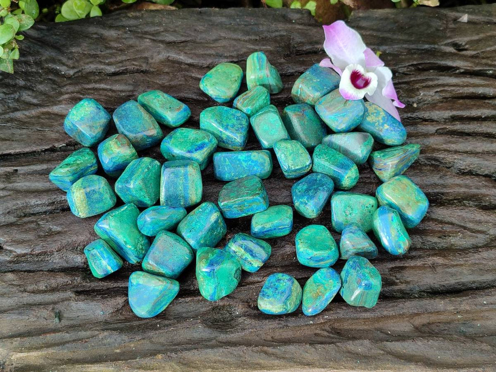 Polished Azurite And Flower Banded Malachite Free Forms x 70 From Congo - Toprock Gemstones and Minerals 