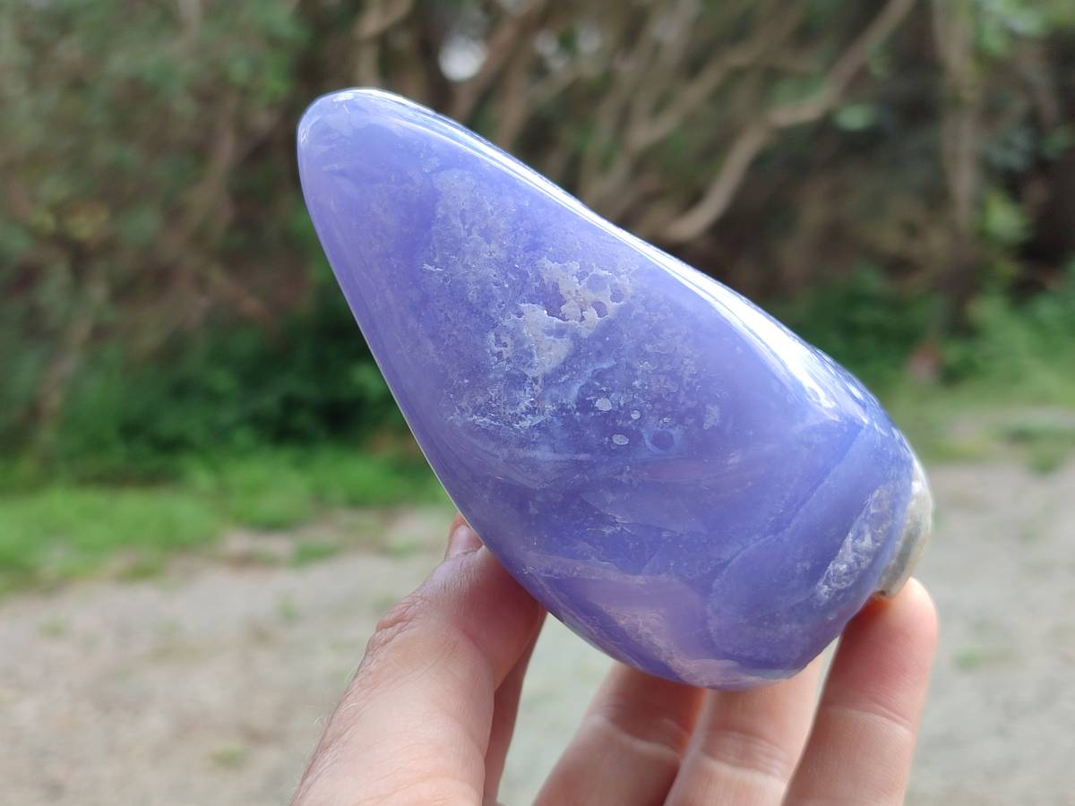 Polished Blue Lace Agate Standing Free Forms x 2 From Nsanje, Malawi - Toprock Gemstones and Minerals 