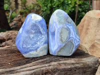 Polished Blue Lace Agate Standing Free Forms x 2 From Nsanje, Malawi
