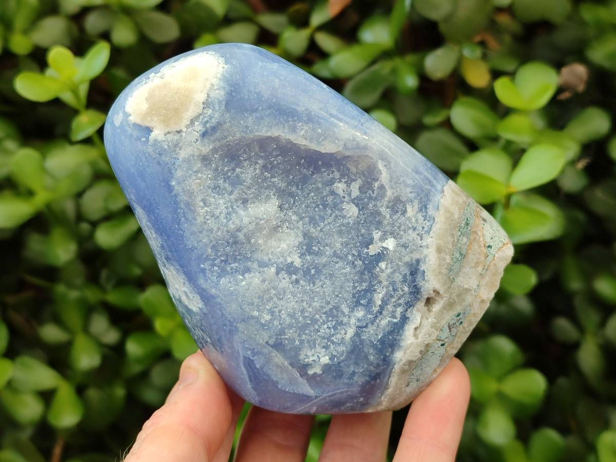 Polished Blue Lace Agate Standing Free Forms x 2 From Nsanje, Malawi - Toprock Gemstones and Minerals 