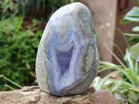 Polished Blue Lace Agate Standing Free Forms x 2 From Nsanje, Malawi
