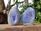 Polished Blue Lace Agate Standing Free Forms x 2 From Nsanje, Malawi - Toprock Gemstones and Minerals 