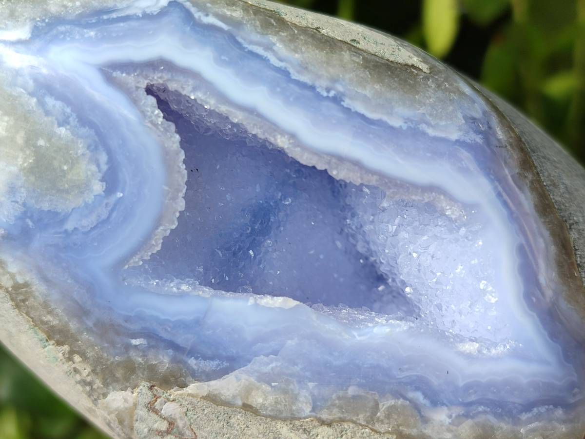 Polished Blue Lace Agate Standing Free Forms x 2 From Nsanje, Malawi - Toprock Gemstones and Minerals 